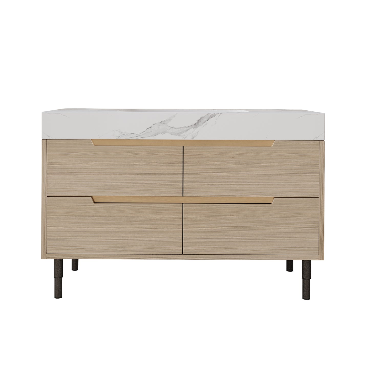35.4" Modern Bathroom Vanity with Undermount Sink, Sintered Stone Top, Waterproof Multi-layer Solid Wood, 4 Drawers Storage, Free-standing/Wall-Mounted image 9