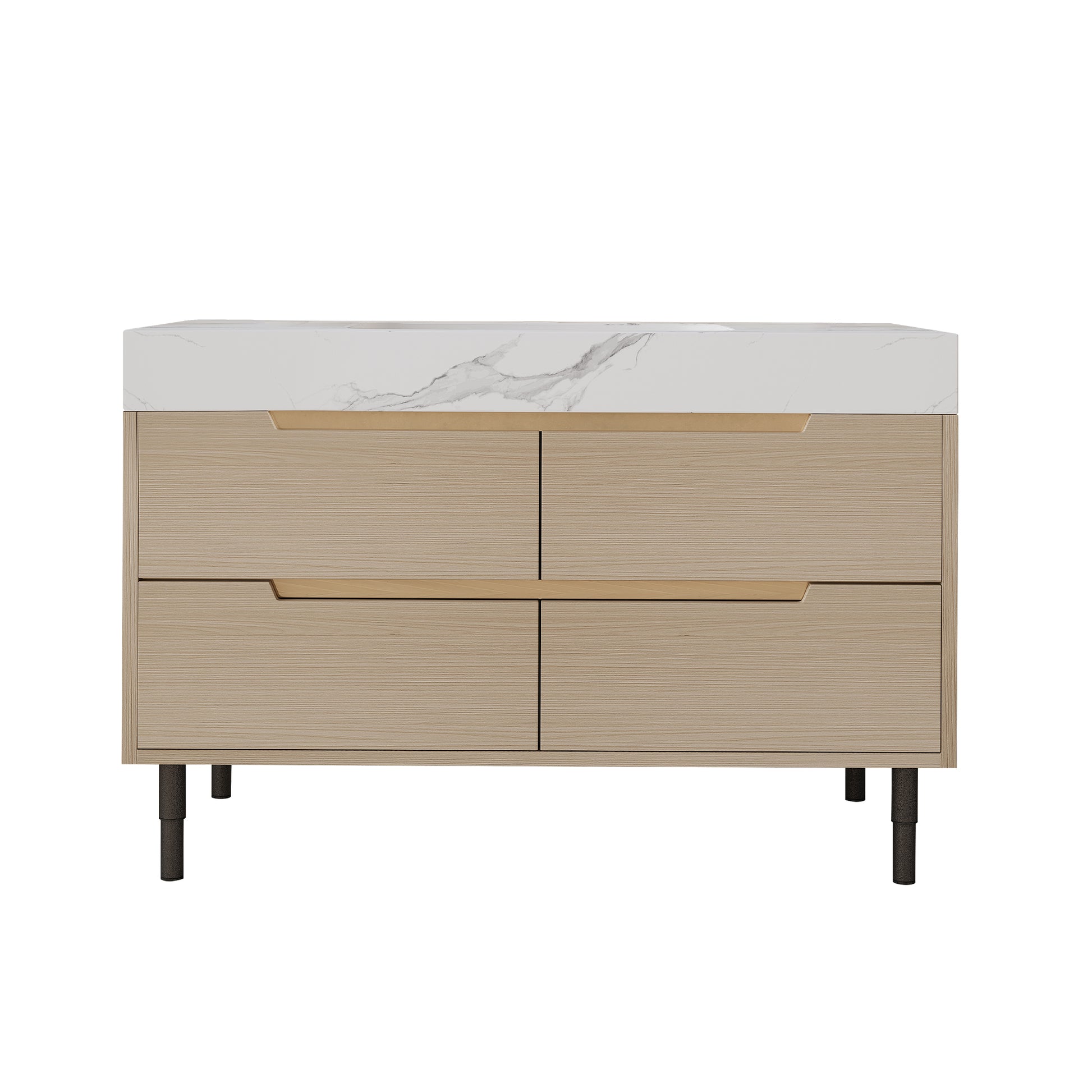 35.4" Modern Bathroom Vanity with Undermount Sink, Sintered Stone Top, Waterproof Multi-layer Solid Wood, 4 Drawers Storage, Free-standing/Wall-Mounted image 9