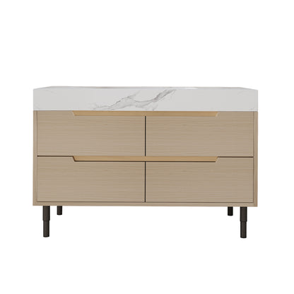 35.4" Modern Bathroom Vanity with Undermount Sink, Sintered Stone Top, Waterproof Multi-layer Solid Wood, 4 Drawers Storage, Free-standing/Wall-Mounted image 9