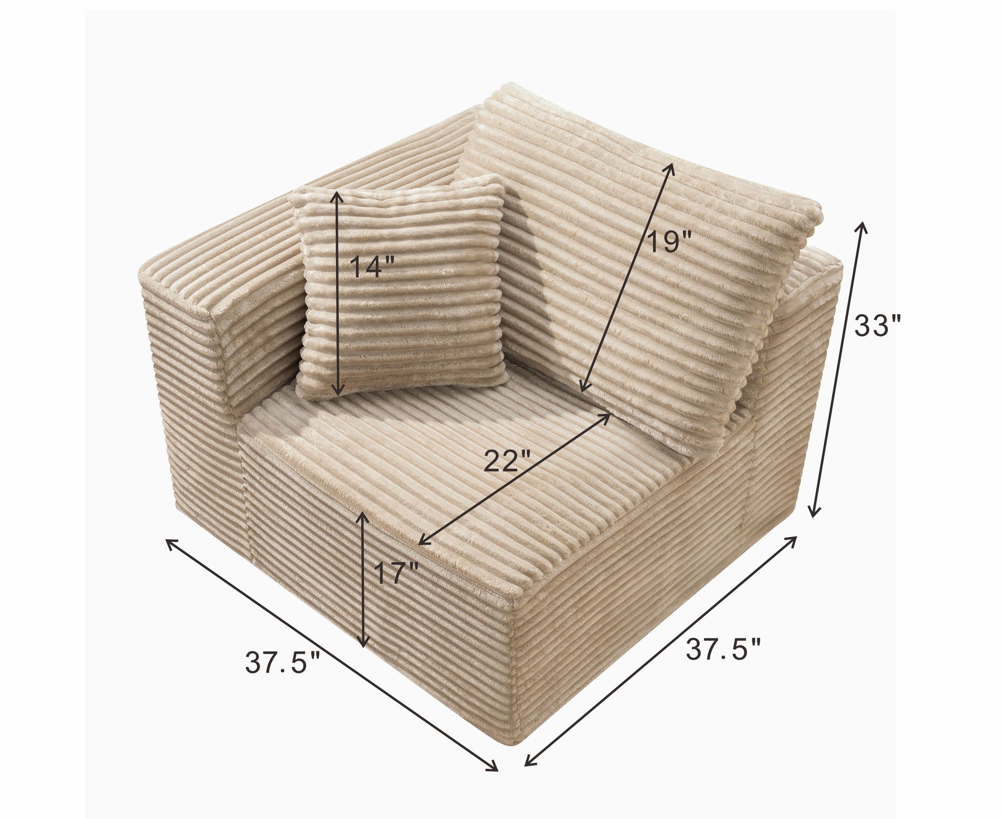Camel Corduroy Modular Compression Sofa, Legless Floor-Hugging Armless Accent Chair for Living Room Bedroom image 10