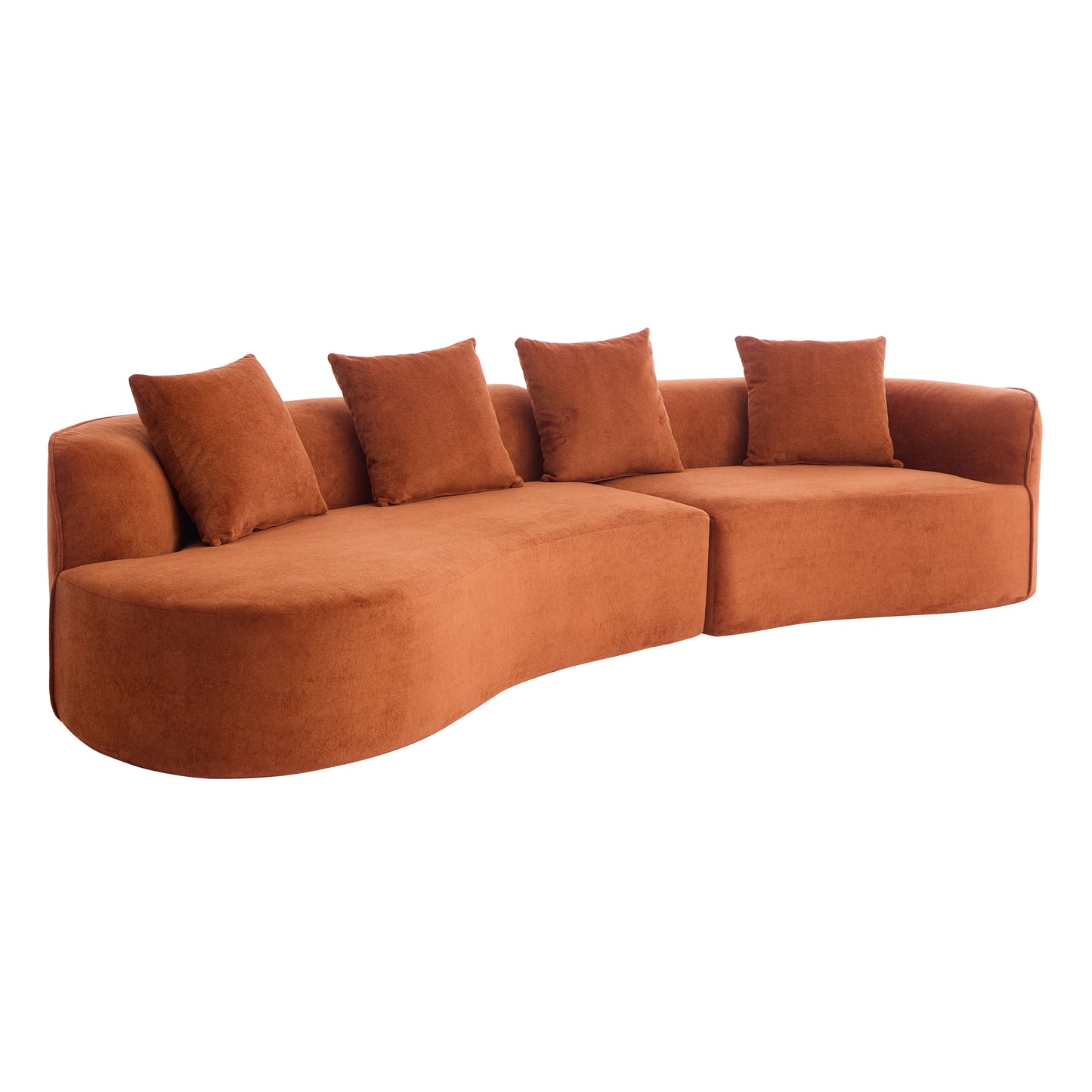 126" Curved Sectional Sofa (Dark Orange-D28 Full Foam) image 3