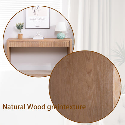 Modern Console Table with 4 Drawers – 59.2" Entryway Table in Natural Wood Finish image 10