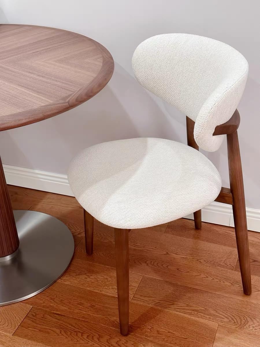 Set of 2 Solid Ash Wood Dining Chairs, Mid-Century Modern Hardwood Kitchen Side Chairs with Upholstered Seat and Ergonomic Curved Backrest, Japandi Style Heavy Duty 330 LBS Capacity-WALNUT image 9