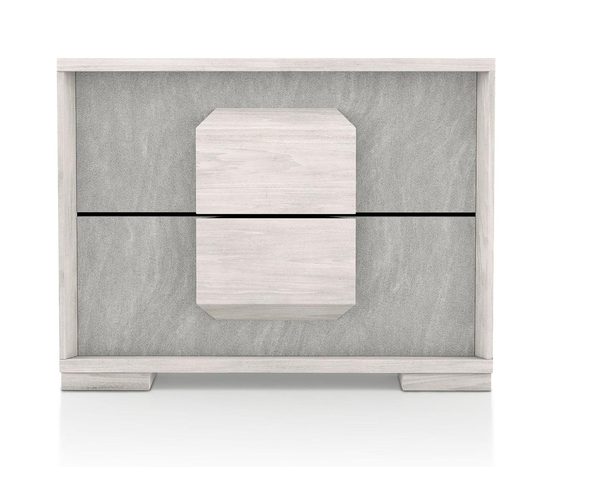 Two Tone Design Nightstand 1pc French Dovetail Drawers Wooden Handles Melamine Top White Wash And Stone Gray Finish Bedroom Furniture image 2