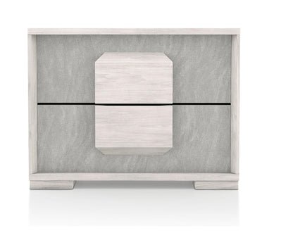 Two Tone Design Nightstand 1pc French Dovetail Drawers Wooden Handles Melamine Top White Wash And Stone Gray Finish Bedroom Furniture image 2
