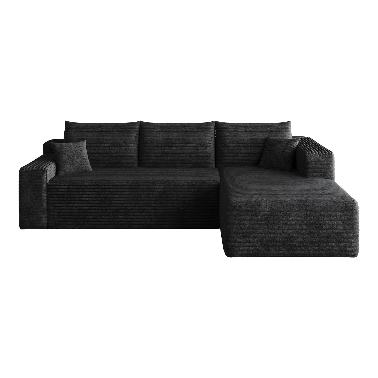 95" Cloud Sectional Sofa,Modern Minimalist Upholstered Couches, Comfort U Shaped Sofa for Living Room,Deep Seat Corner Couch,No Assembly Required,Black (Plush Corduroy Fabric) image 10
