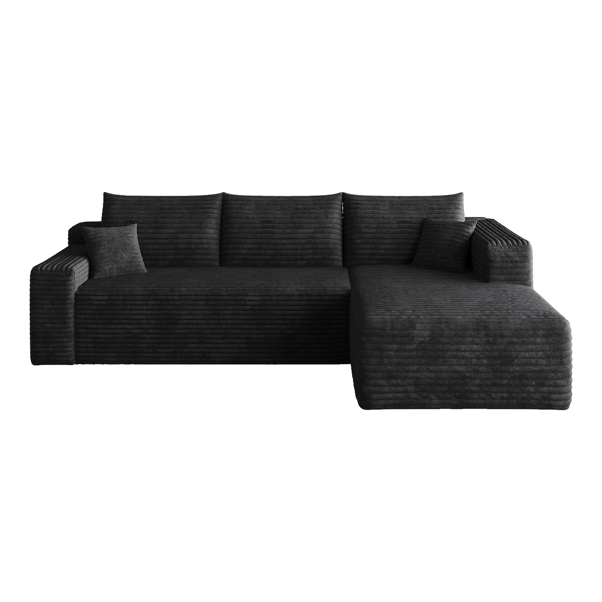 95" Cloud Sectional Sofa,Modern Minimalist Upholstered Couches, Comfort U Shaped Sofa for Living Room,Deep Seat Corner Couch,No Assembly Required,Black (Plush Corduroy Fabric) image 10