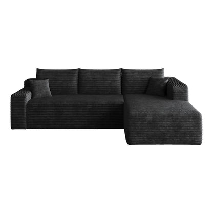 95" Cloud Sectional Sofa,Modern Minimalist Upholstered Couches, Comfort U Shaped Sofa for Living Room,Deep Seat Corner Couch,No Assembly Required,Black (Plush Corduroy Fabric) image 10