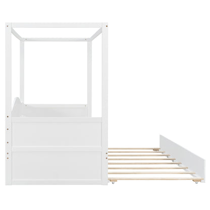 Twin Size Canopy Day Bed with twin size Trundle, White(Old SKU:N708P373423K) image 12