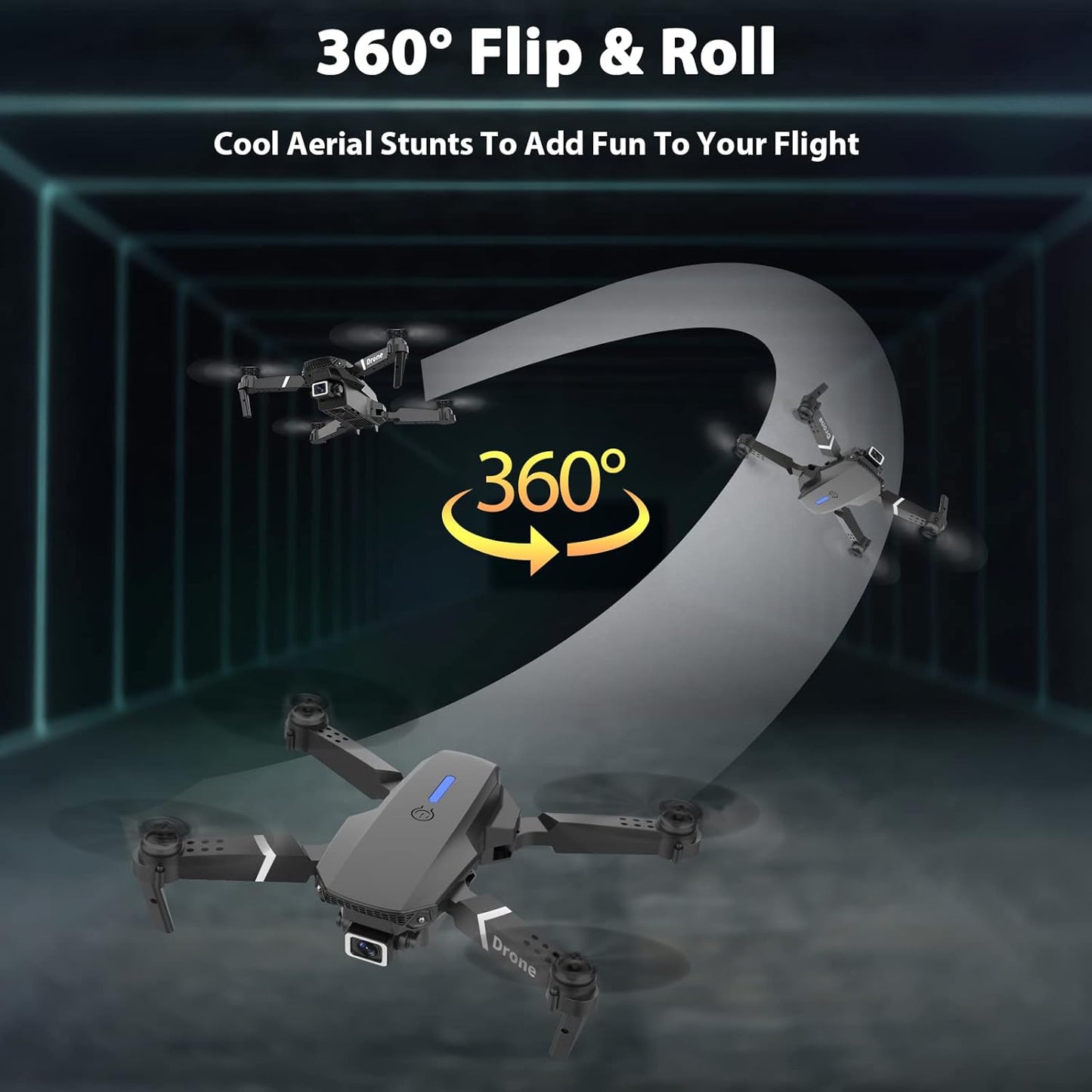 Drone With Camera for Adults Beginners Kids, Foldable RC Quadcopter, Toys Drone, 1080P FPV Video, 2 Batteries, Carrying Case, One Key Start, Headless Mode, Waypoints fly, 360° Flips