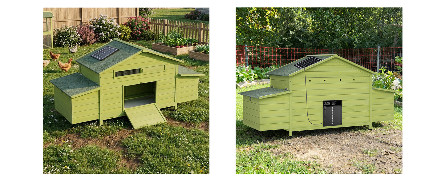 70" Automatic Chicken Coop with Solar-Powered Door, Weatherproof Design, Ventilated, with 2 Nesting Boxes, Timer & Light Sensor – Outdoor Chicken House with Pull-Out Tray and a remote. image 6