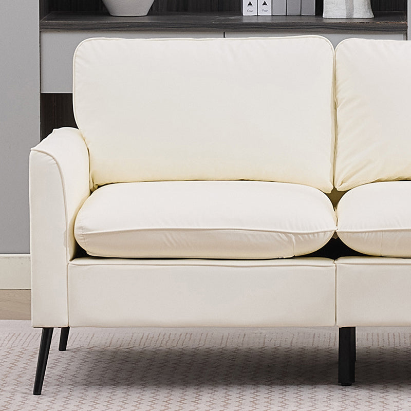 TS Cat paw leather upholstered sofa loveseat,Nordic retro light luxury living room balcony bedroom single casual sofa chair Double sofa + two pack combination(Cream White) image 8
