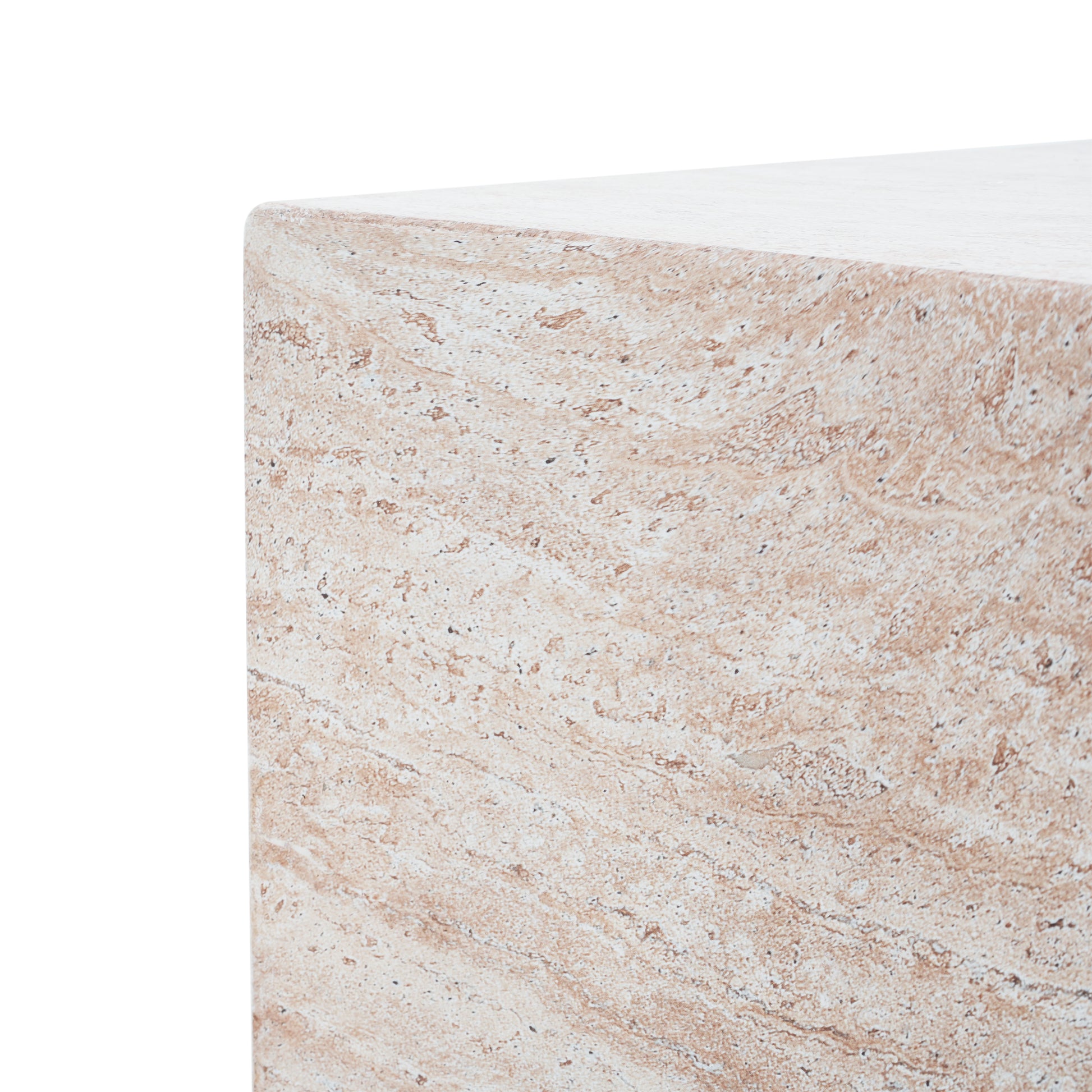 Outdoor/Indoor Square Travertine Lightweight Concrete Side Table image 6
