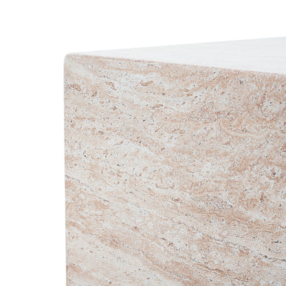 Outdoor/Indoor Square Travertine Lightweight Concrete Side Table image 6