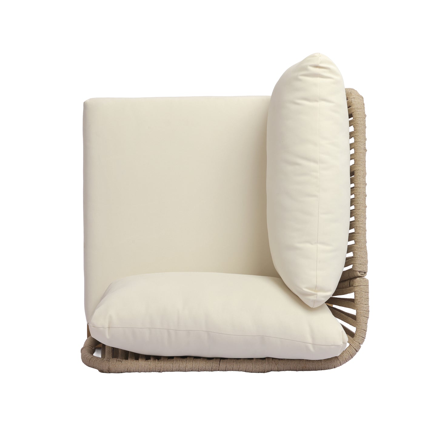 Acacia Wood Outdoor Corner Chair with Rope Back & Weather-Resistant Cushion image 6