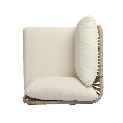 Acacia Wood Outdoor Corner Chair with Rope Back & Weather-Resistant Cushion image 6
