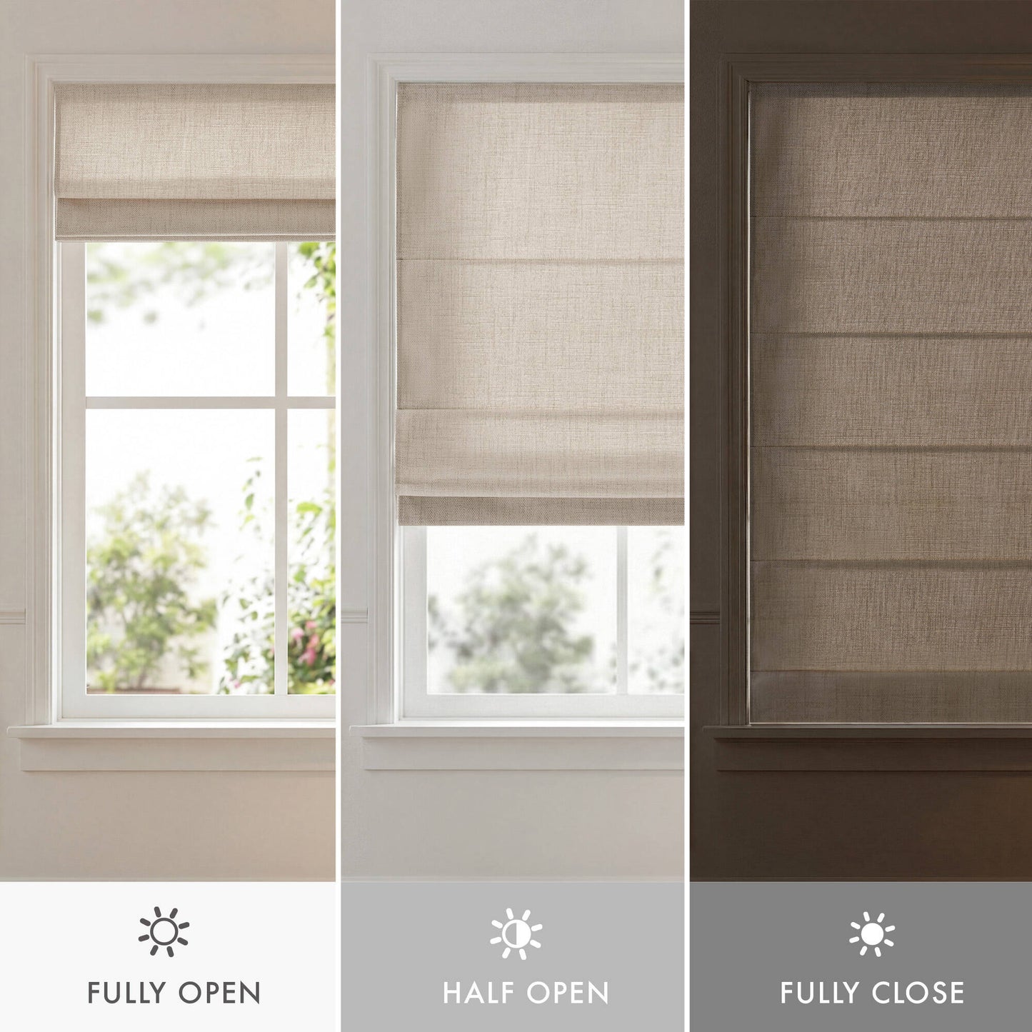 1 Piece 35x64" Room Darkening Cordless Roman Shade,Neutral image 9