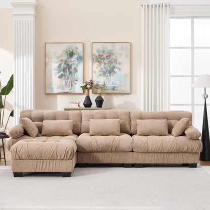 Modular Sectional Sofa,Cloud Couch, L Shaped Couch with Movable Ottoman, Modern Deep Seat Couches for Living Room, Oversized 3-Seater Sofa Comfy advanced flannelette Sofas for Bedroom,5 Pillows image 1