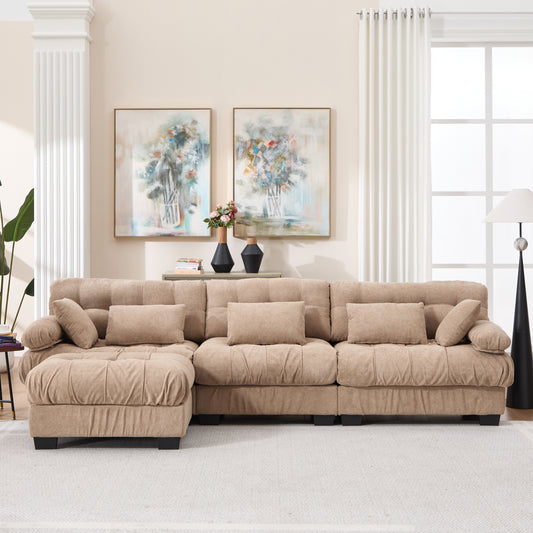 Modular Sectional Sofa,Cloud Couch, L Shaped Couch with Movable Ottoman, Modern Deep Seat Couches for Living Room, Oversized 3-Seater Sofa Comfy advanced flannelette Sofas for Bedroom,5 Pillows image 1