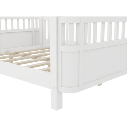 Full Size Wood Platform Bed for Kids, Wood Low Profile Full Bed with Rails for Girls and Boys, White (Patented Design, Old SKU W2593P233767) image 10