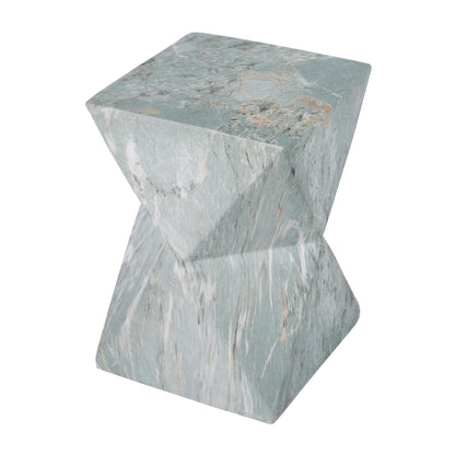 18.5"H Modern Geometric MGO Side Table, Hourglass Accent Table with Faux Marble Finish - Weather Resistant End Table for Indoor and Outdoor Use, Living Room, Bedroom & Patio, Green Marble image 7