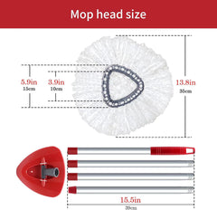 Spin Mop Replace Head Base, Handle Compatible with O Cedar EasyWring Microfiber Spin Mop,6 Mop Refills Replacement Heads, 30-58" Mop Handle and 1 Mop Base Combo Set (White,1-Tank System)