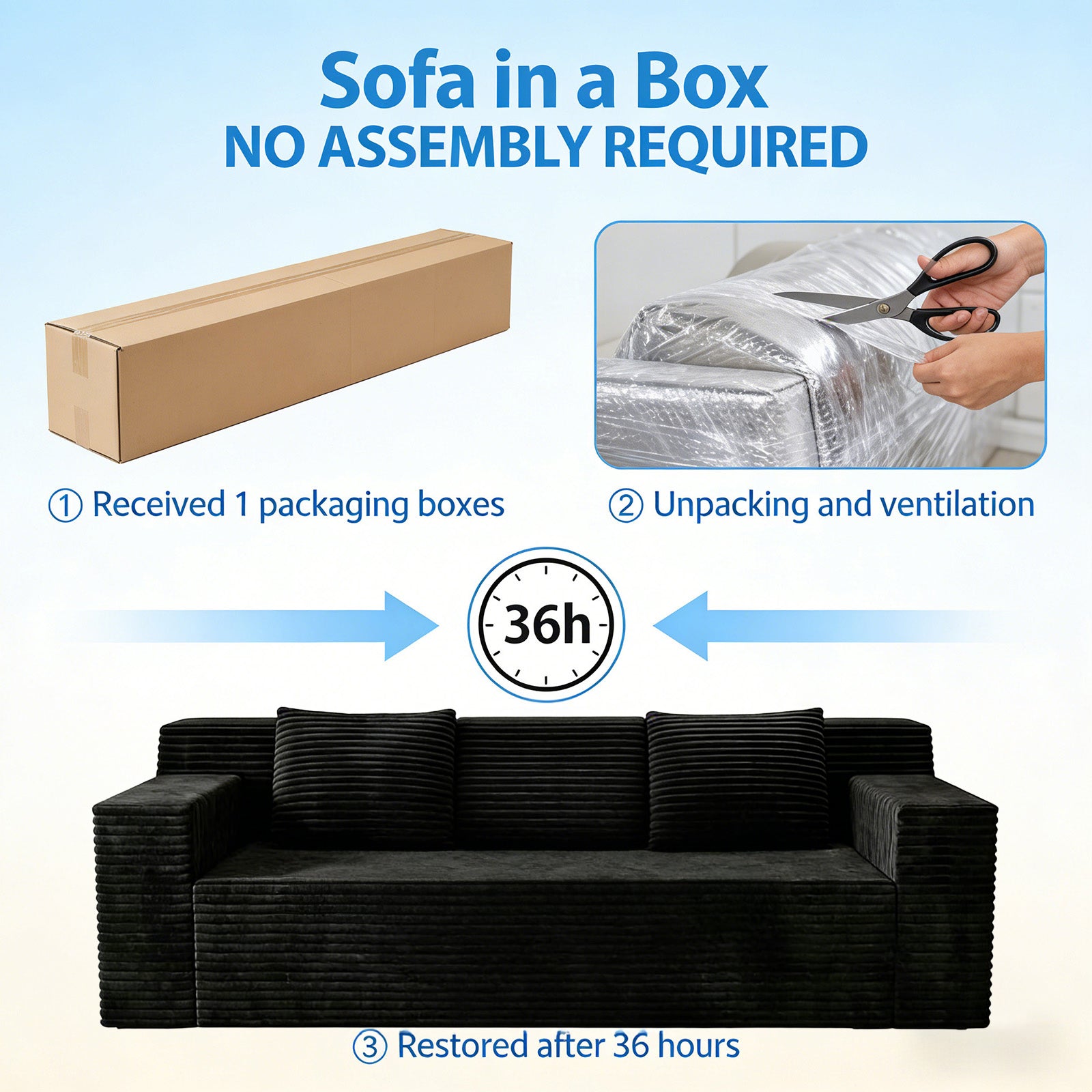 71" 3Setaser Sofa,Corduroy Fabric,Deep Seat Couches,Comfy Loveseat Sofa,No Assembly,1pcs for Living room, Bedroom,Conference room,Apartment image 8