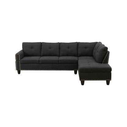 L shape Sectional Sofa Chair with cup holder - Black-Right image 6