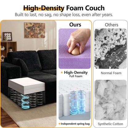 96" Compressed L-Shape Sofa Black Right Corner Facing sofa image 3