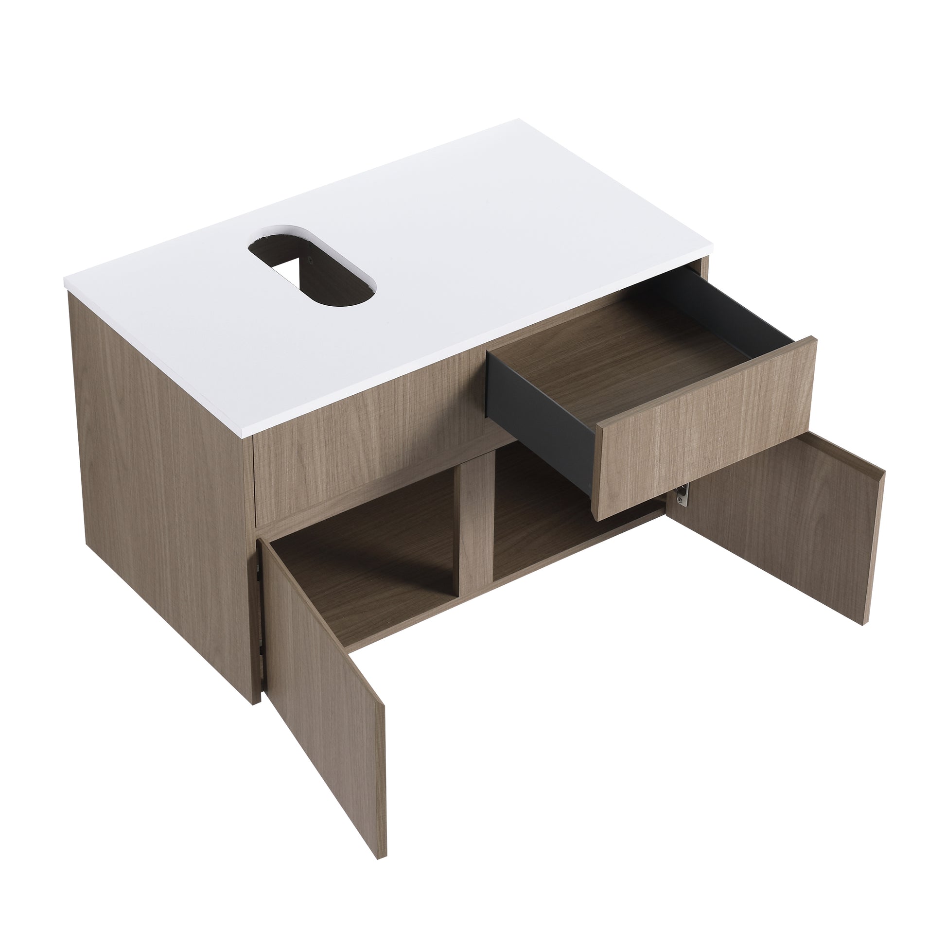 32(31-1/2") Inch Wall-Mounted Bathroom Vanity, 2-Soft Close Doors and 1-Drawer, KD-Packing, Particle Board (Vanity Only, Without Sink) image 9