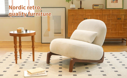 Cute Accent Chair with Solid Wood Legs, Living Room Chair with Soft Fabric Cushion, Cozy Bedroom Chair, Comfy Armless Reading Chair for Apartment, Waiting Room, Balcony,Set of 2 (White) image 10