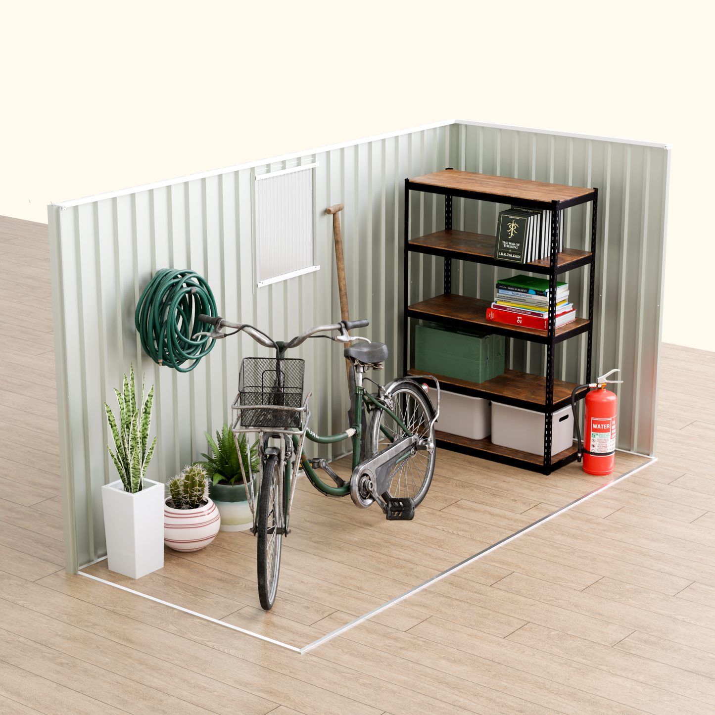 4X9 FT Metal Garden Shed with 1 Window Hinge Door Outdoor Storage image 6