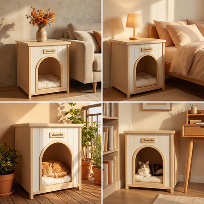 Modern Indoor Wooden Dog House with Removable Cushion – Solid Cedar Pet House for Small Dogs & Cats, Furniture-Grade Scandinavian Design image 7