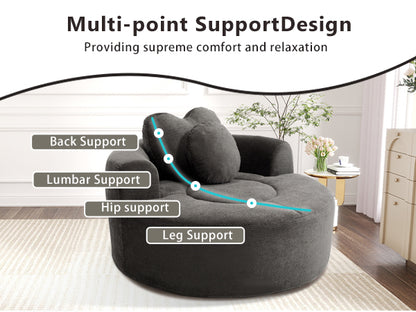 Round Sofa Bed with Memory Foam Sectional Couches for Living Room, Cloud Couch with three pillows, Black+gray image 10