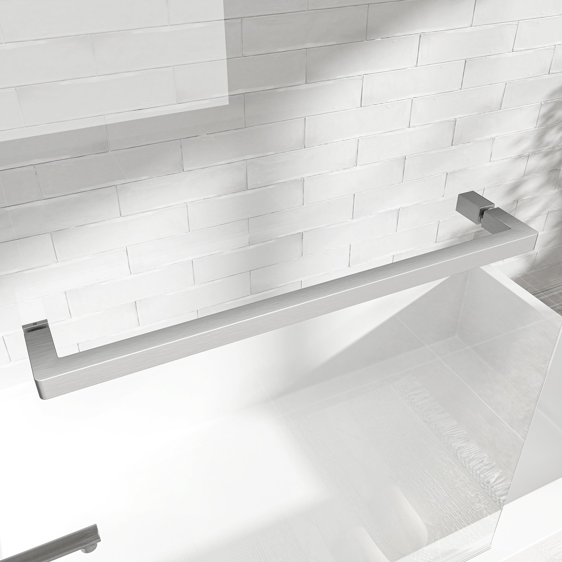 31"-32" W x 55" H Brushed Nickel Flexible 180° Pivot Shower Door Reversible Installation Frameless Bathtub Screen,1/4"(6MM) Tempered Glass With Nano Easy Cleaning And Stick Explosion-proof Membrance image 6