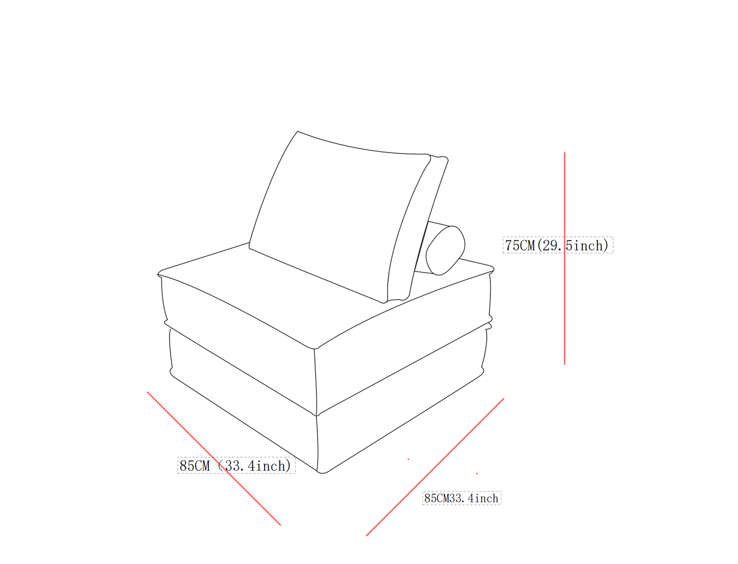66.9 inch modular sofa, single seater, double-layer multi-combination, skin-friendly fabric, DIY suitable for living rooms, study rooms, bedrooms, and other spaces.Camel image 12