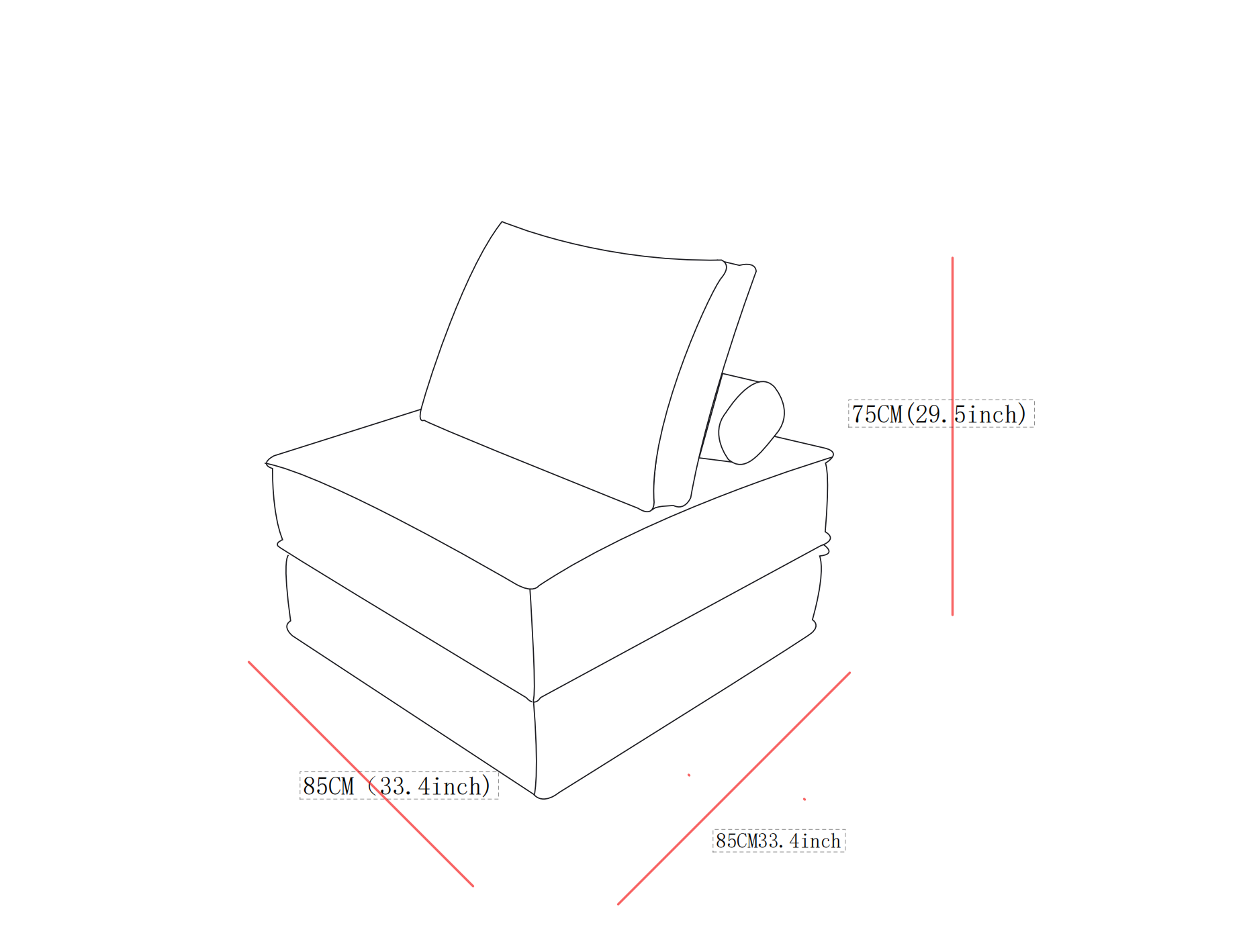 66.9 inch modular sofa, single seater, double-layer multi-combination, skin-friendly fabric, DIY suitable for living rooms, study rooms, bedrooms, and other spaces.Camel image 12