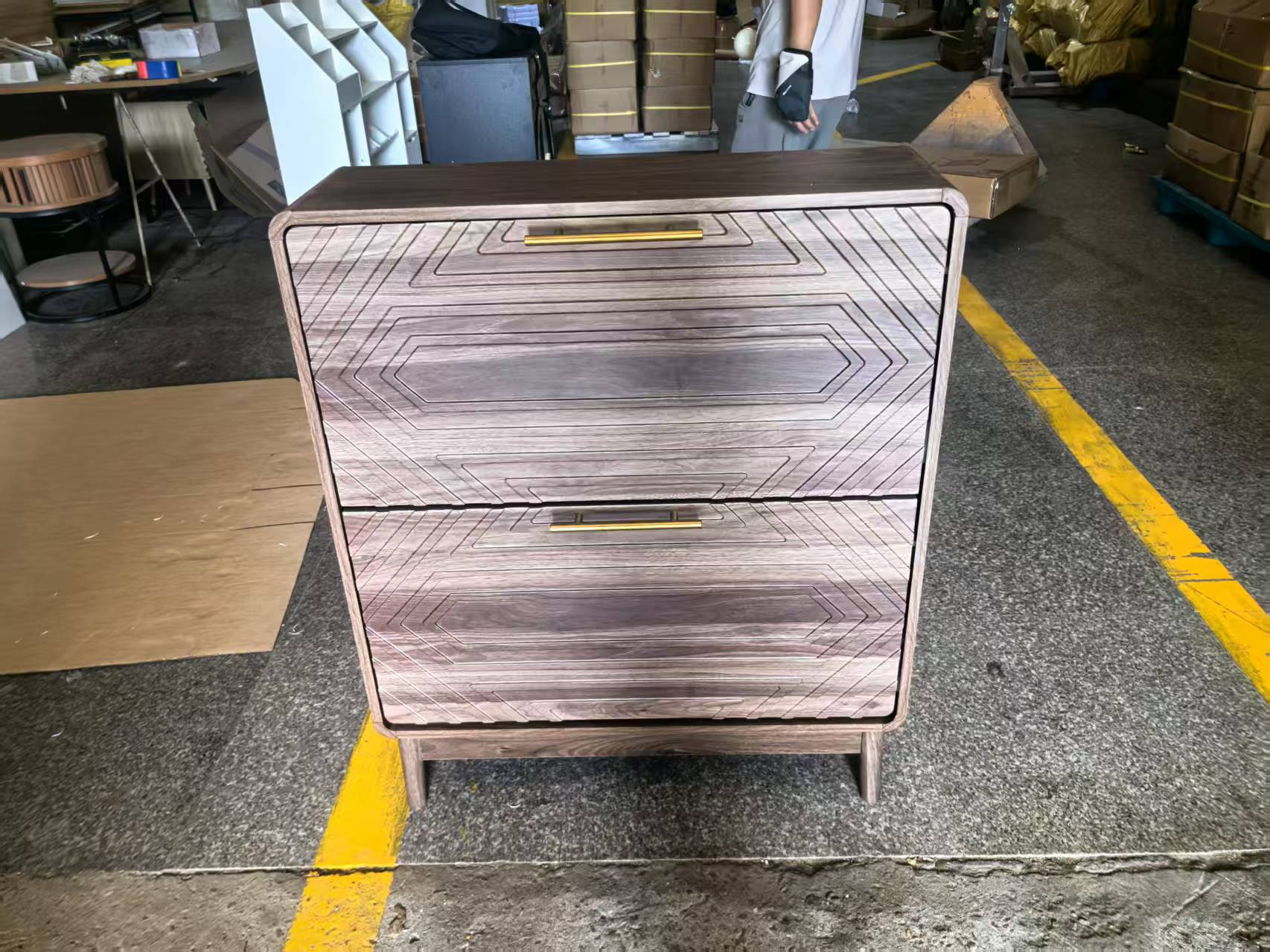 31.5" Walnut Shoe Cabinet, Mid-Century Modern Freestanding Shoe Cabinet, Freestanding Organizer with 2 Flip-Top Drawers, Suitable for Entry, Hallway and Foyer image 5
