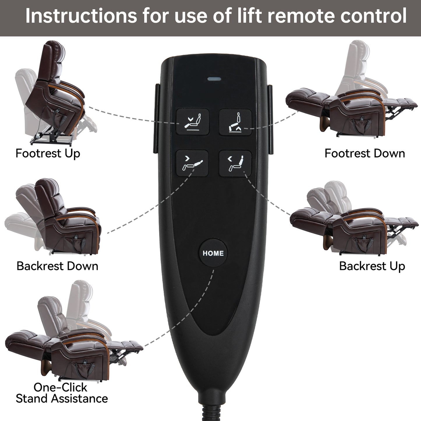 Power Brown Leatheraire Lift Recliner Chair Dual Motor Infinite Position Up to 350 LBS with Solid Wood Armrests, Heat Massage and Heavy Duty Motion Mechanism image 6