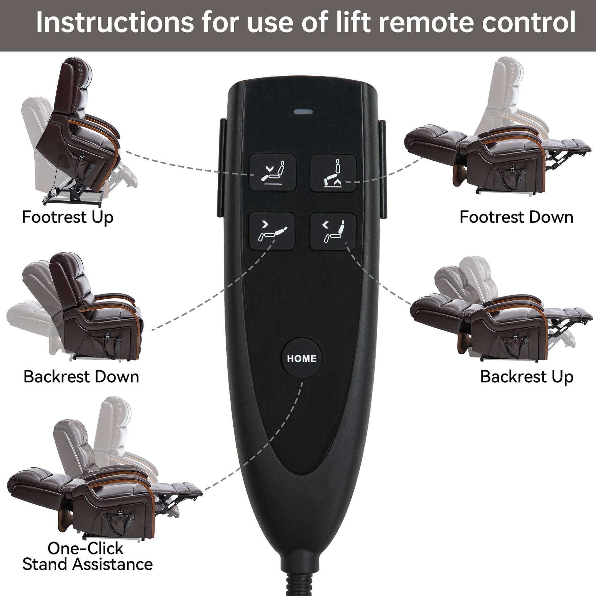 Power Brown Leatheraire Lift Recliner Chair Dual Motor Infinite Position Up to 350 LBS with Solid Wood Armrests, Heat Massage and Heavy Duty Motion Mechanism image 6