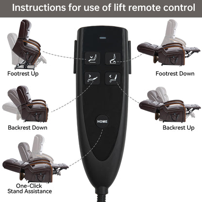 Power Brown Leatheraire Lift Recliner Chair Dual Motor Infinite Position Up to 350 LBS with Solid Wood Armrests, Heat Massage and Heavy Duty Motion Mechanism image 6