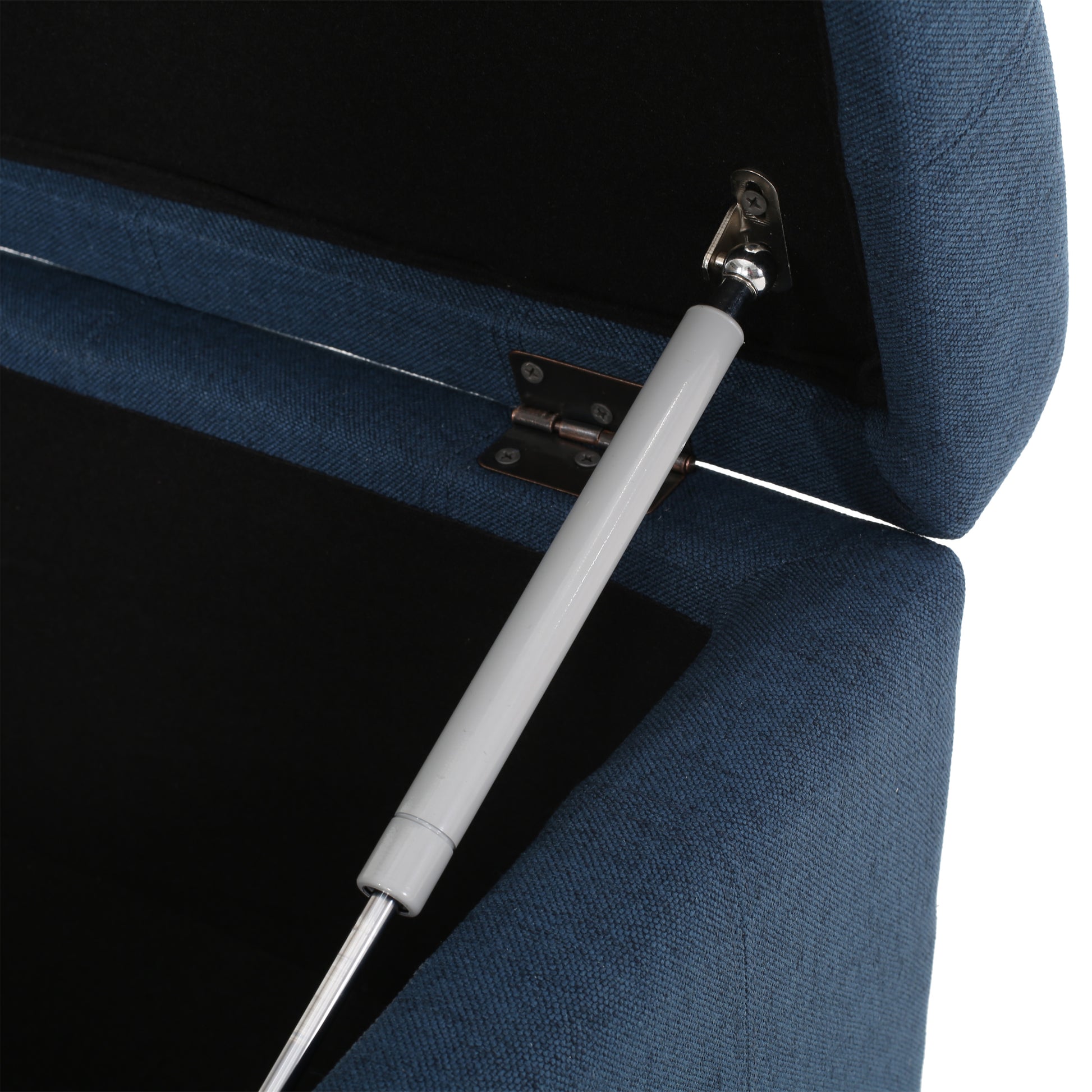 Upholstered Tufted Fabric Storage Ottoman, Navy Blue image 8
