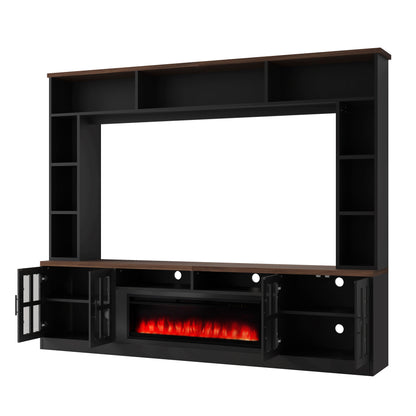 U-Can 95.5" W Wall Unit Entertainment Center with Bookshelves for TVs up to 80", Modern TV Stand Media Console with electric fireplace Cabinets, and Adjustable Shelves for Living Room image 12