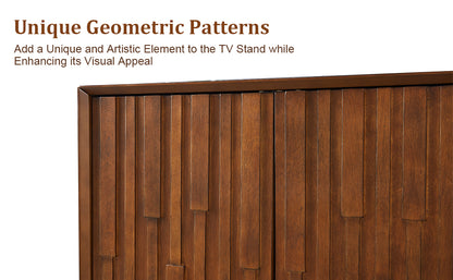 56" Mid Century Modern TV Stand with Storage, Entertainment Center with 3 Drawers and 2 Doors, Wooden Sideboard Buffet Cabinet for Living Room, Dining Room & Entryway, Walnut Brown image 7