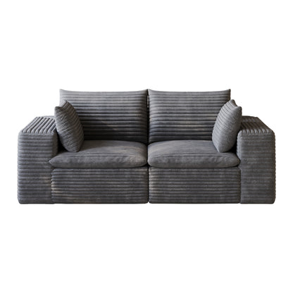 71" Cloud Sofa,Corduroy Fabric,Deep Seat Couches,Double-layer design,Removable Cushion,No Assembly, DIY Combination for Living room, Bedroom,Conference room,Apartment,Dark Grey image 10