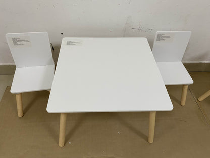 Kids Table and 2 Chairs Set, 3 Pieces Toddler Table and Chair Set, Wooden Activity Play Table Set (White) image 11
