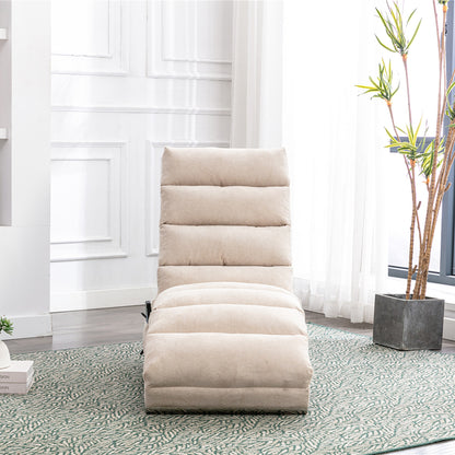 COOLMORE Luxury Upholstered Chaise Lounge Chair with Vibration for Relaxation, Modern Fixed Back Fabric Leisure Recliner Sofa for Living Room/Bedroom image 7