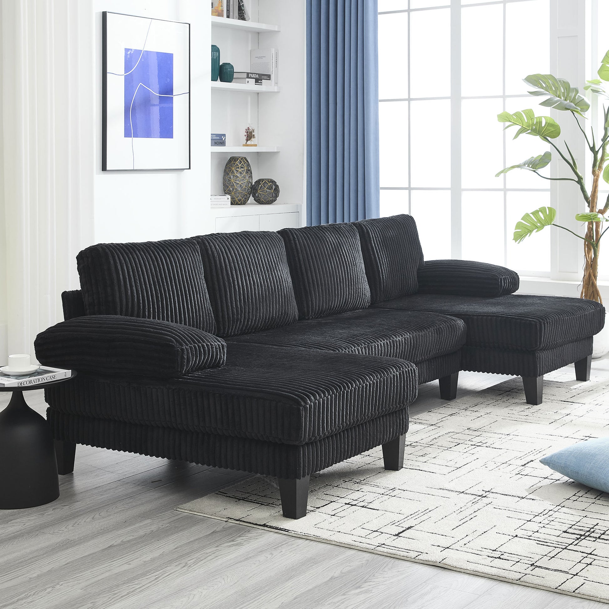 [VIDEO provided][New]U-Shaped Couch with Oversized Seat,4-Seat Sofa with Double Chaise,Comfortable and spacious indoor furniture for Living Room,Apartment image 8