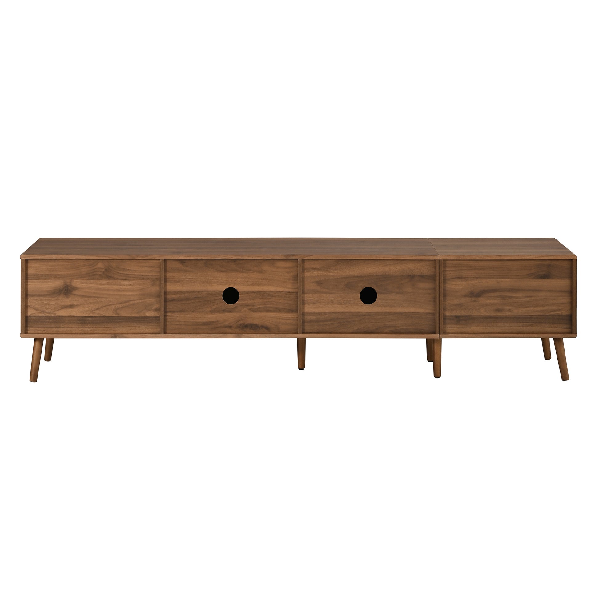 76" Modern Rattan Doors TV Stand for TVs up to 85 Inches, Wood-Grain Entertainment Center with Storage Cabinets, TV Media Console Table for Living Room, Bedroom image 12