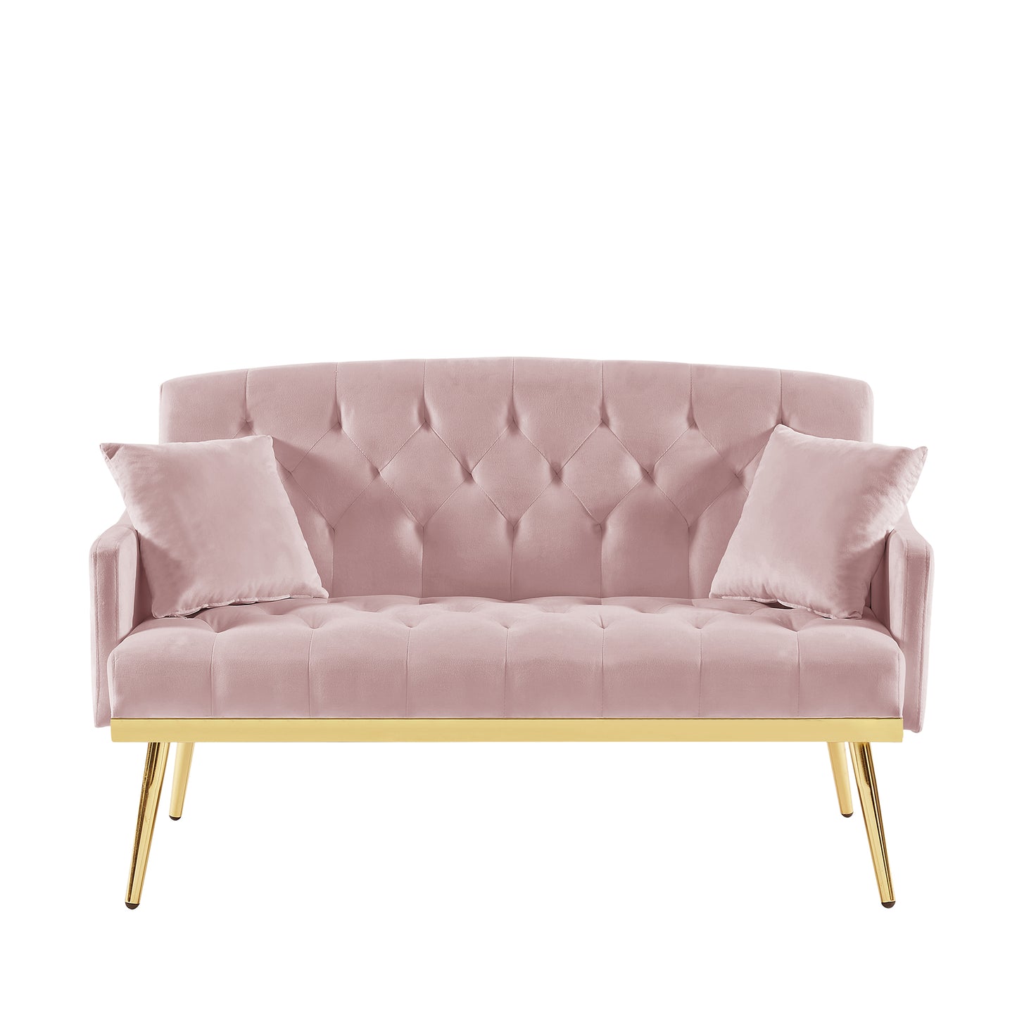PINK Velvet Small Sofa with Gold Metal Legs image 6